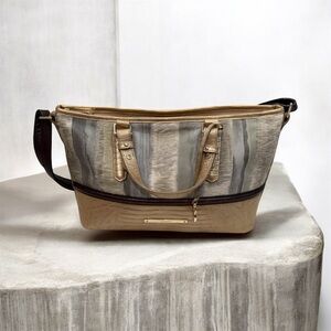 Brahmin Tan and Gray Shoulder Bag EUC